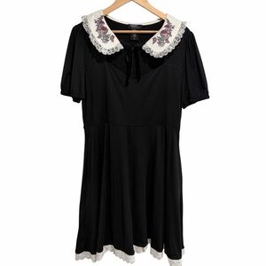 Thorne & Fable Mushroom Foliage With Lace Collar Cut-Out Sweetheart Dress